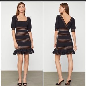 BCBGMaxAzria Puff Sleeve Black Mini Dress